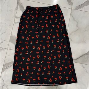 Cherry Print Black Skirt